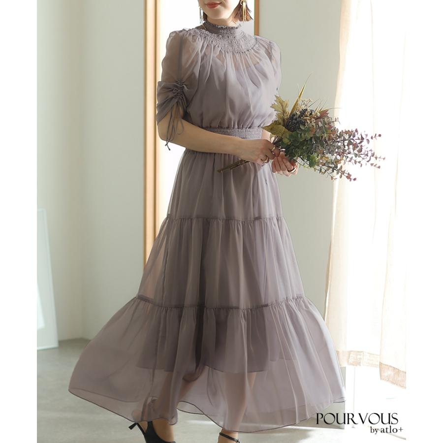 パーティードレス 結婚式 服装 ドレス フォーマル ワンピース 即日発送 韓国 ロング丈 体型カバー 顔合わせ お呼ばれ 20代 40代 大きいサイズ プチプラ 袖ありの画像