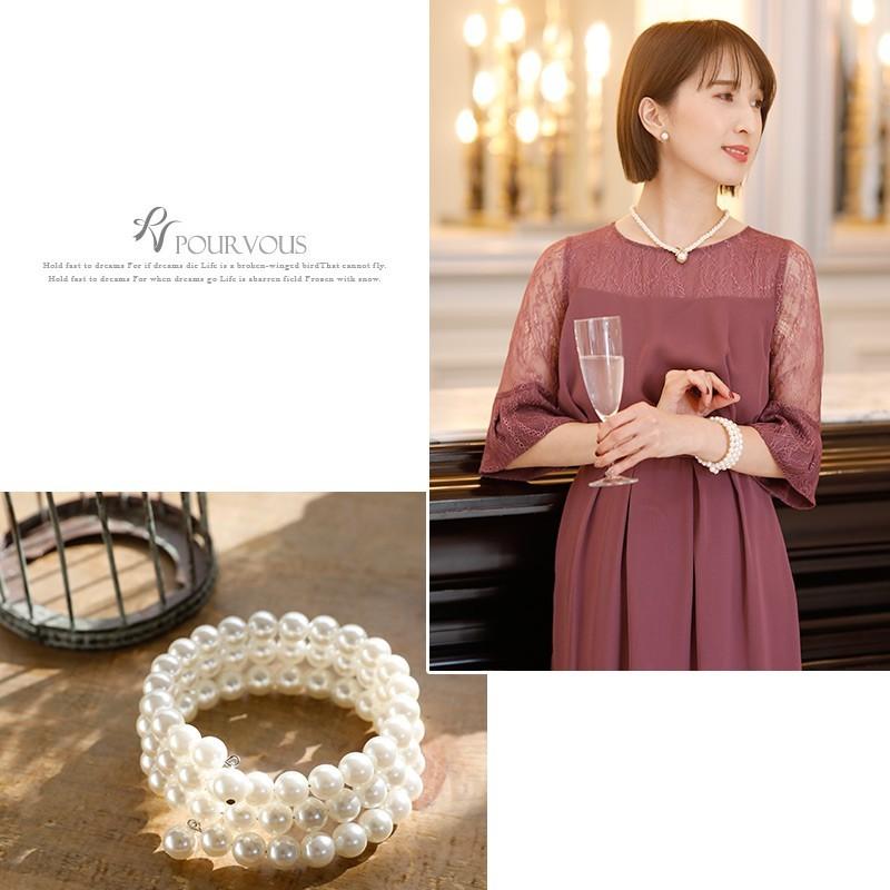 ブレスレット パール 結婚式 アクセサリー パーティードレス ワンピース ドレス フォーマルドレス フォーマル お呼ばれ 服 服装 60代 大人 上品 | PourVous | 05