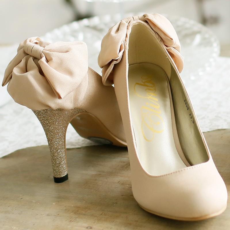 PourVous（プールヴー） ラメ バック リボン パーティーシューズ