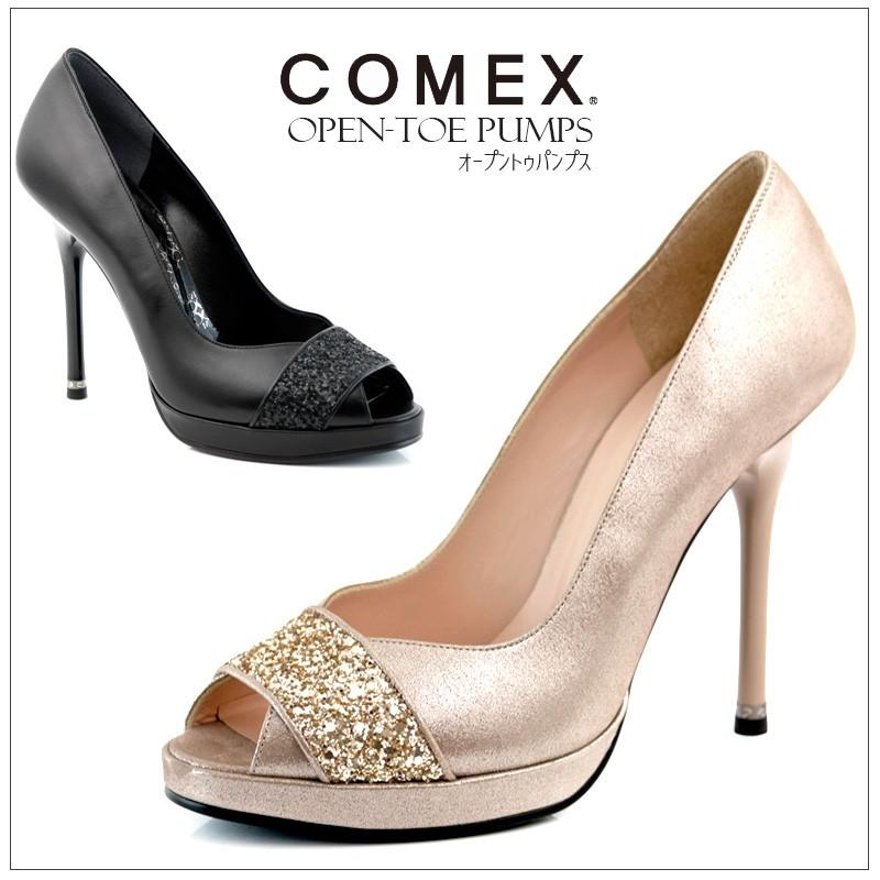 PourVous COMEX コメックス オープントゥパンプス ラメ ストーム