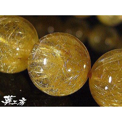 ルチルクオーツ（金針水晶）パワーストーンブレスレット12mm : パワー  