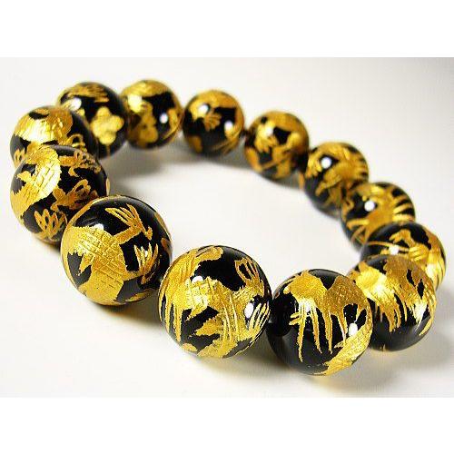 【スギライト】龍神ブレスレット［天然石］【龍珠や】【オニキス金龍彫】内径16cm スギライト】龍神ブレスレット［天然石］【龍珠や】【オニキス