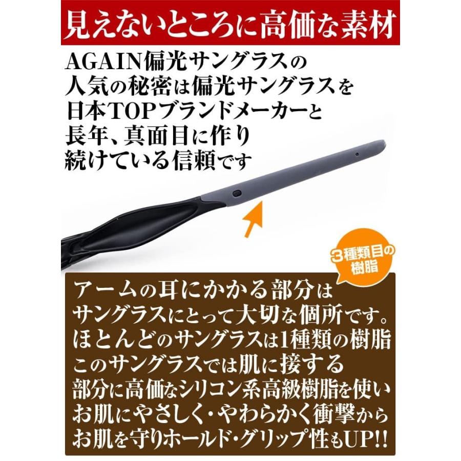 日本福井県の信頼の技術 高品質偏光レンズ1万6,280円が69％OFF  AGAIN偏光サングラス マットブラック加工 スポーツサングラス 釣り ゴルフ スポーツに｜power-house-again｜15