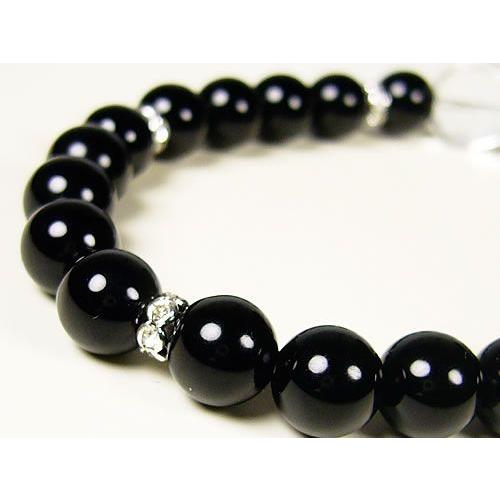 ハートリボン・ブレスレット/ロンデル飾り天然石パワーストーン