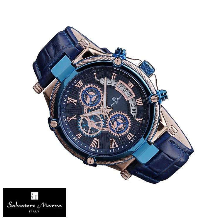 Salvatore Marra SM-502 青腕時計　5か国時間　レア Salvatore Marra SM-502 青腕時計 5か国時間 レア