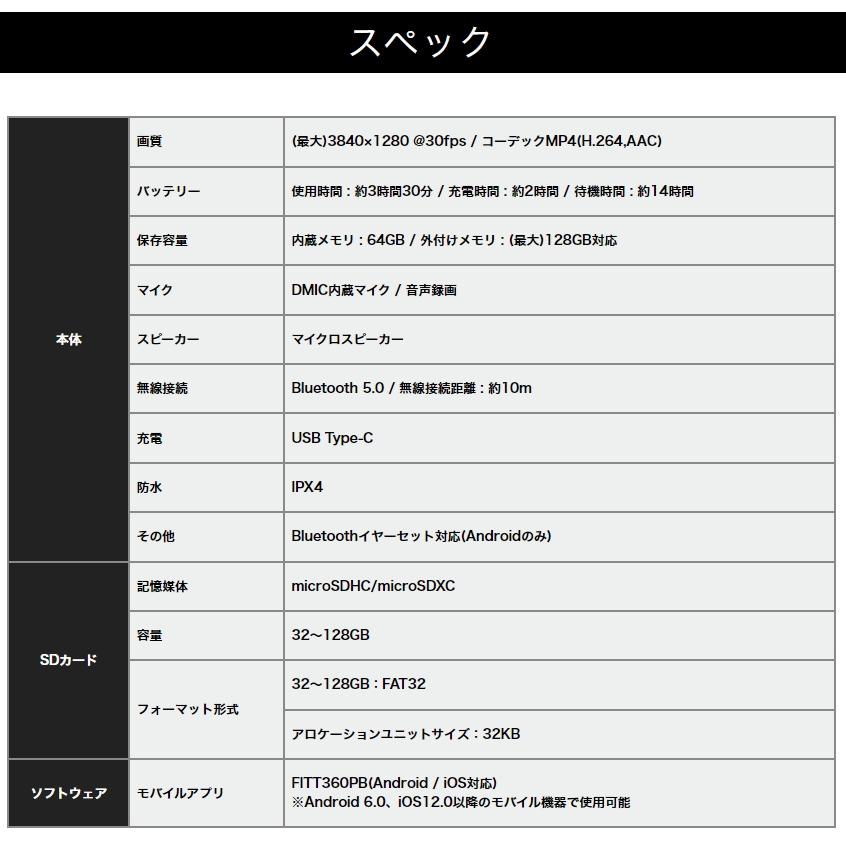 ミツバサンコーワ FITT360PBα ウェアラブルレコーダー｜power-house-sports｜06