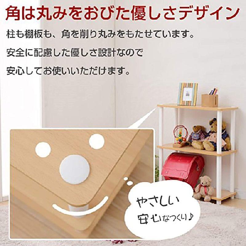 山善 ラック オープンシェルフ 幅60×奥行30×高さ77cm 3段 角が丸い 組立かんたん ナチュラル SR-3(NA/WH)|power-life|04