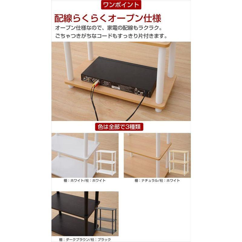 山善 ラック オープンシェルフ 幅60×奥行30×高さ77cm 3段 角が丸い 組立かんたん ナチュラル SR-3(NA/WH)|power-life|08