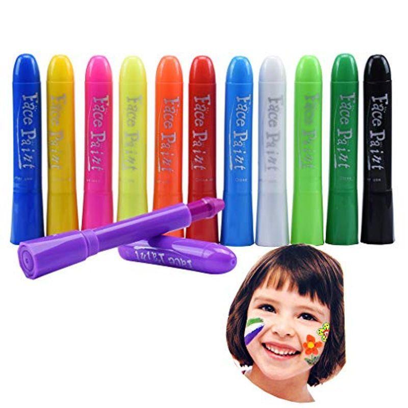 Chisafly フェイスペイント クレヨン 顔ペン 12色 ボディペイント お絵かき 塗り絵 子供用 簡単