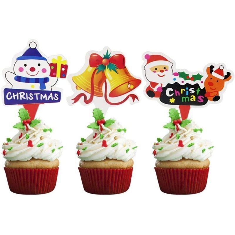 卸し売り購入 Duoleimi カップケーキトッパー クリスマス ケーキトッパー かわいい ケーキデコレーション ケーキピック 100枚 10種デザイン Discoversvg Com