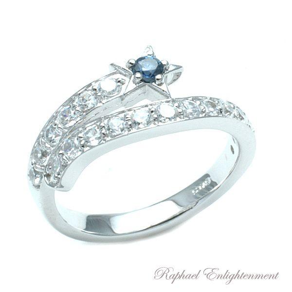 パワーストーン 天然石 指輪 リング 送料無料 9月の誕生石 ブルーサファイア ジルコニア 流れ星 シルバーリング 7〜13号