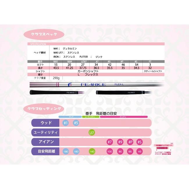 左利き用>FEARICE フェアリス ゴルフクラブセット レフティー LH 左利き用>FEARICE フェアリス ゴルフクラブセット レフティー LH