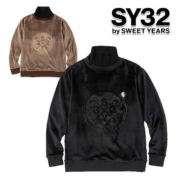 SY32 2023年秋冬モデル メンズ ビッグ エンボス ベロア ハイネック  