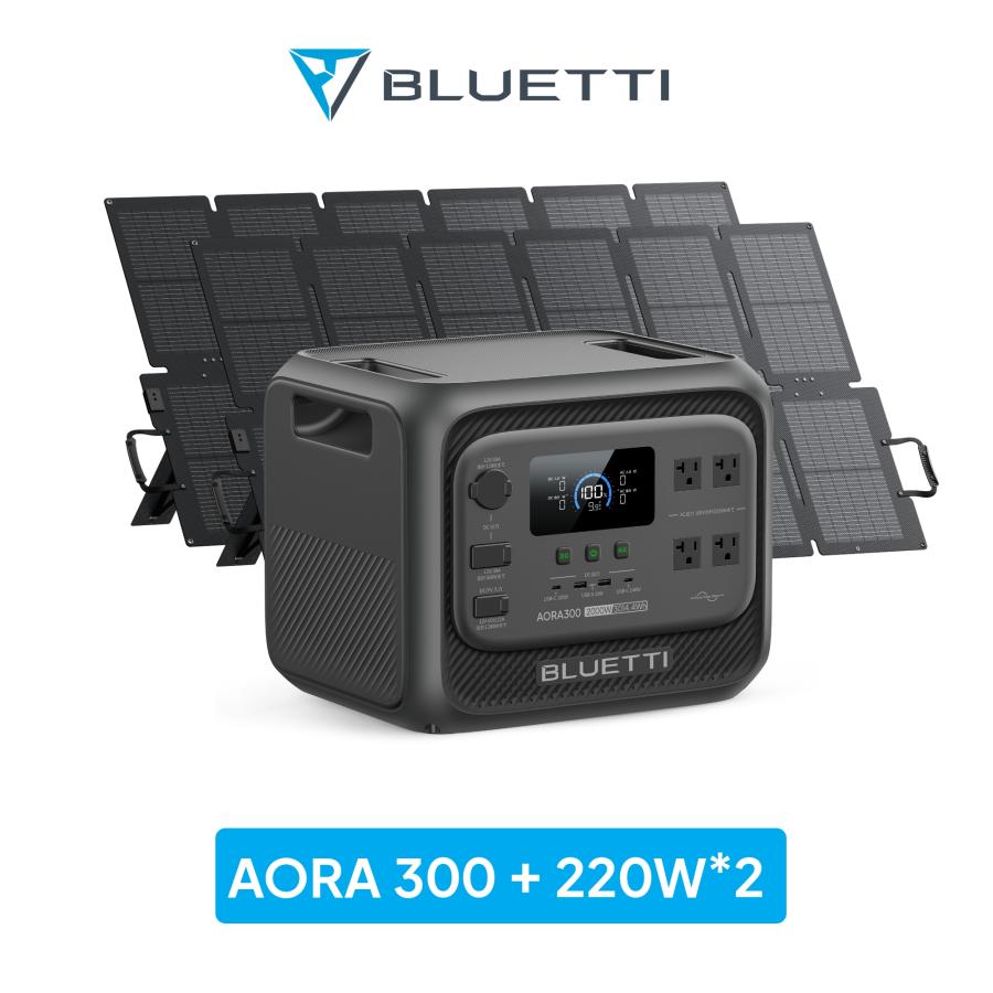 BLUETTI ポータブル電源 ソーラーパネル セット AORA 300+SORA220W*2 