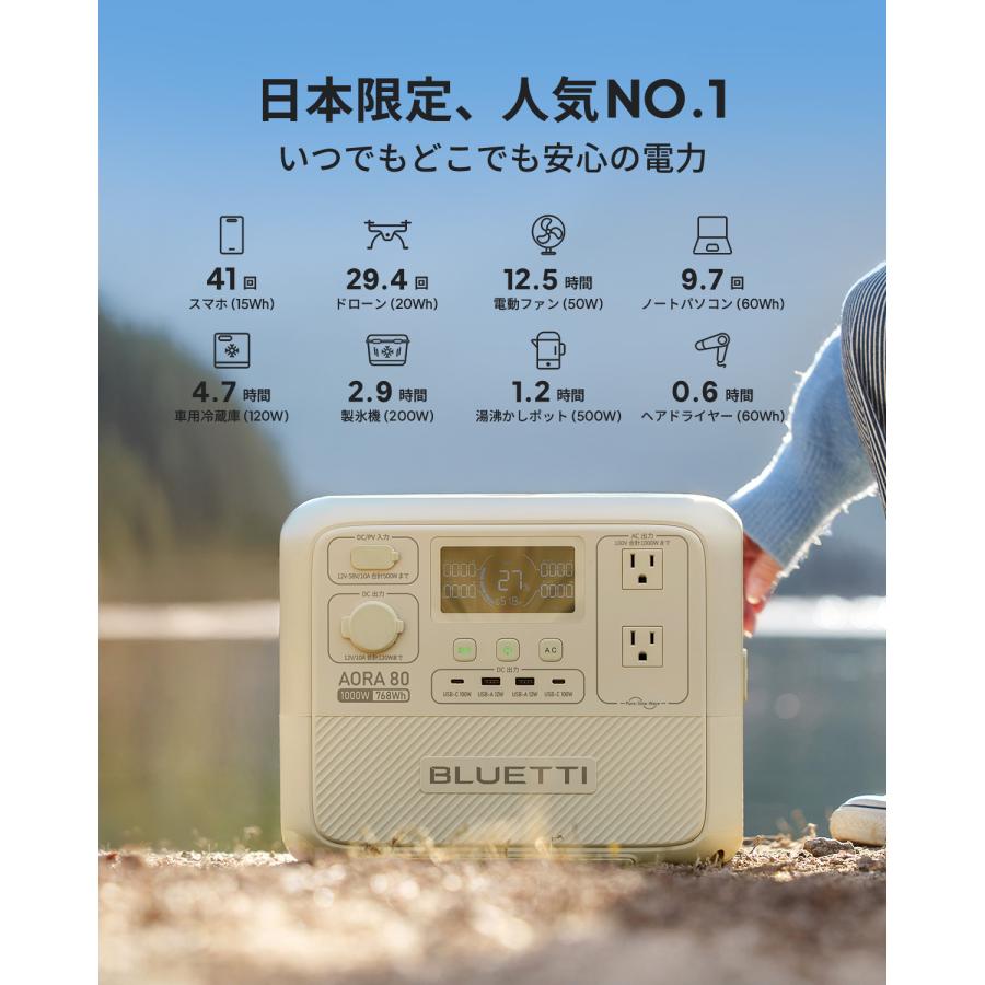 ブルーティ ポータブル電源 AORA80 BLUETTI ポータブル電源 AORA 80 +120W ソーラーパネル ブルーティ