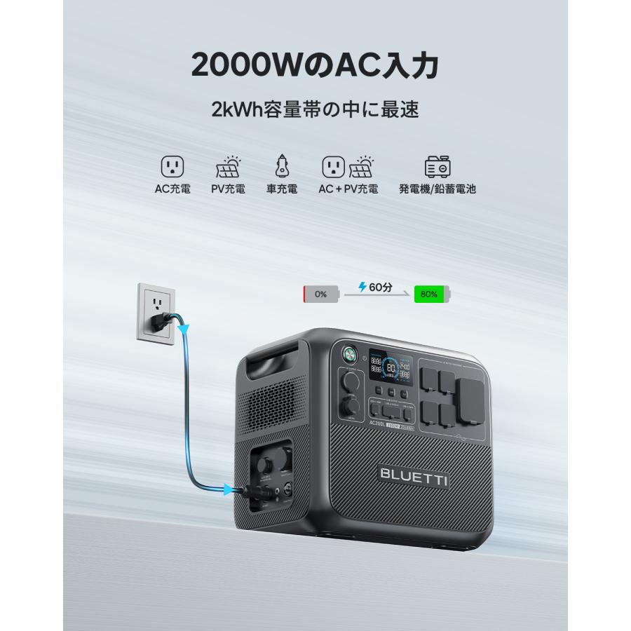 BLUETTI ポータブル電源 AC200L 2048Wh/2000W（サージ3000W）1.5時間満充電 大容量 5年保証 リン酸鉄 長寿命 容量拡張可能 防災グッズ 非常用電源｜poweroak｜05