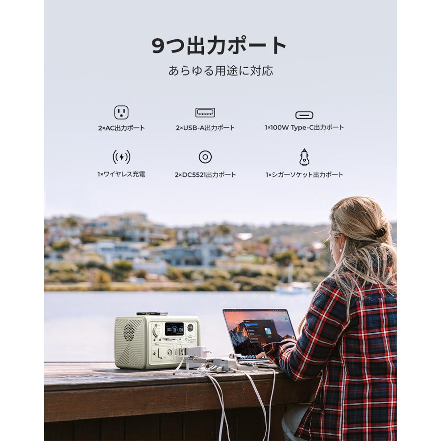 【大特価！クーポンで44,864円】BLUETTI ポータブル電源 ソーラーパネル セット EB3A+130W 軽量 小型 蓄電池 家庭用 268Wh/600W 130W  UPS機能の画像
