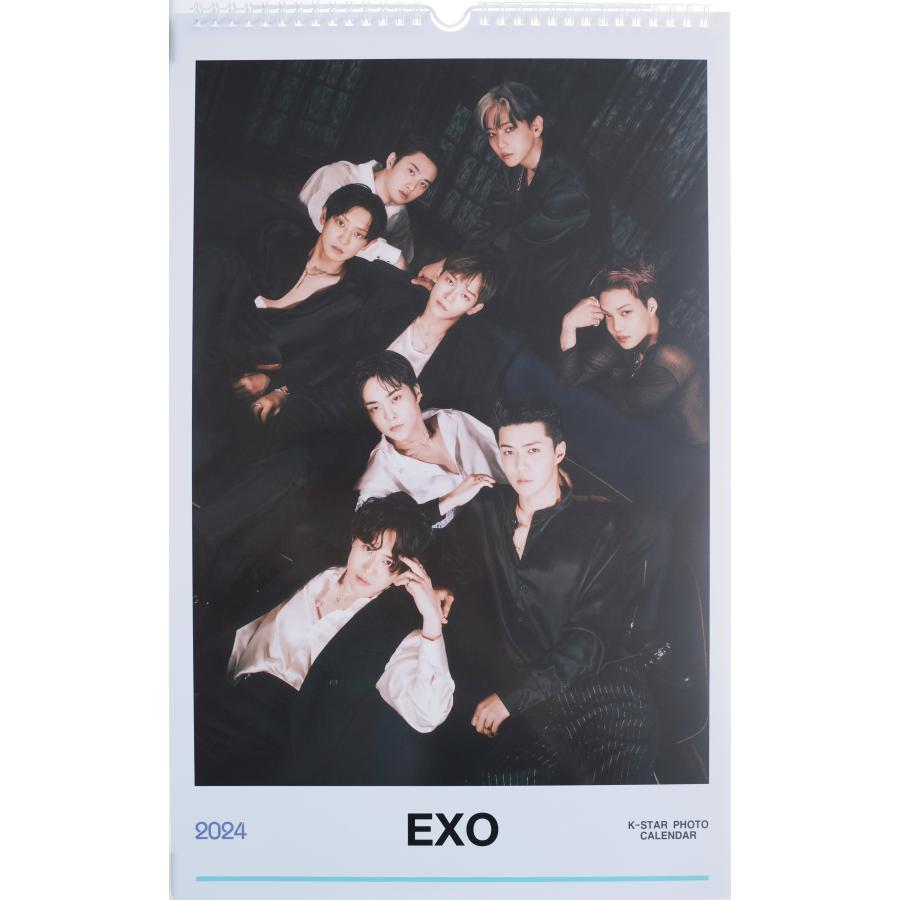 EXO エクソ グッズ 大判 壁掛け カレンダー 2024年 (令和6年) + カレンダー ステッカーセット K-POP | 