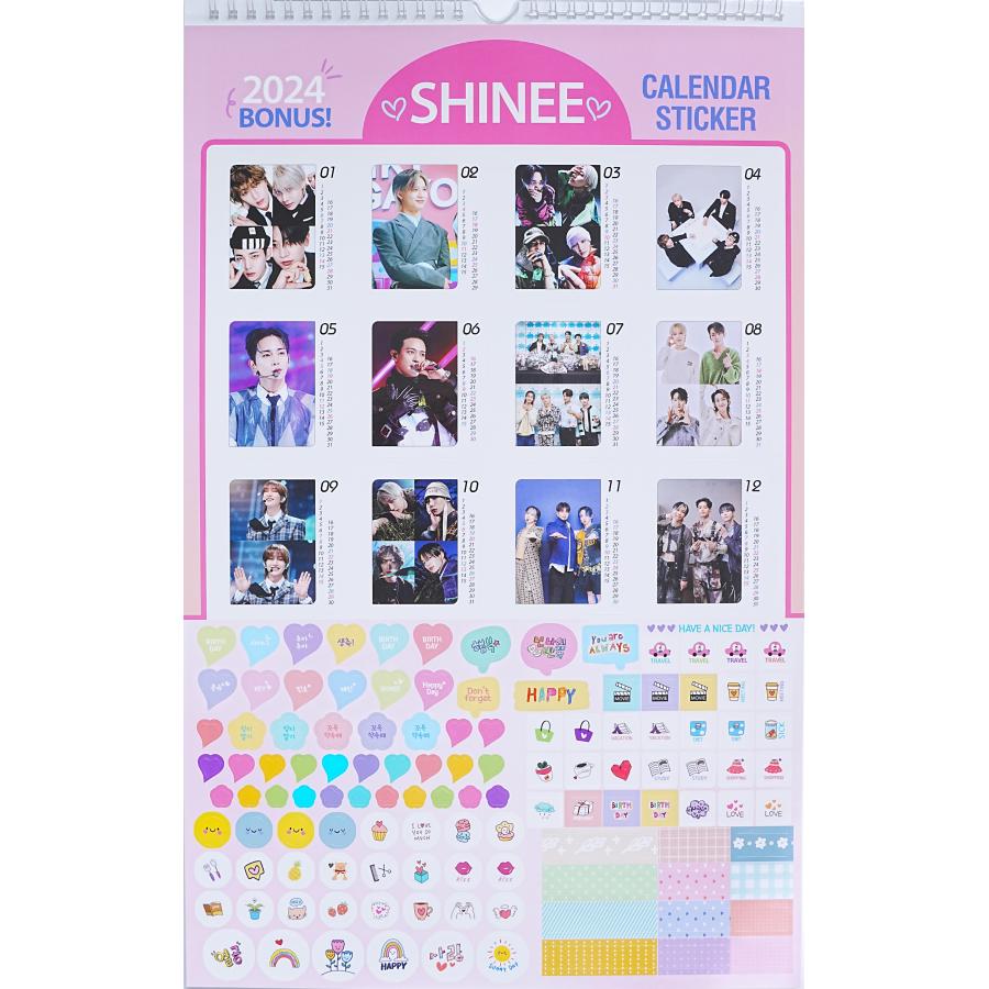 SHINee シャイニー グッズ 大判 壁掛け カレンダー 2024年 (令和6年) + カレンダーステッカーセット + ストラップ |  | 04