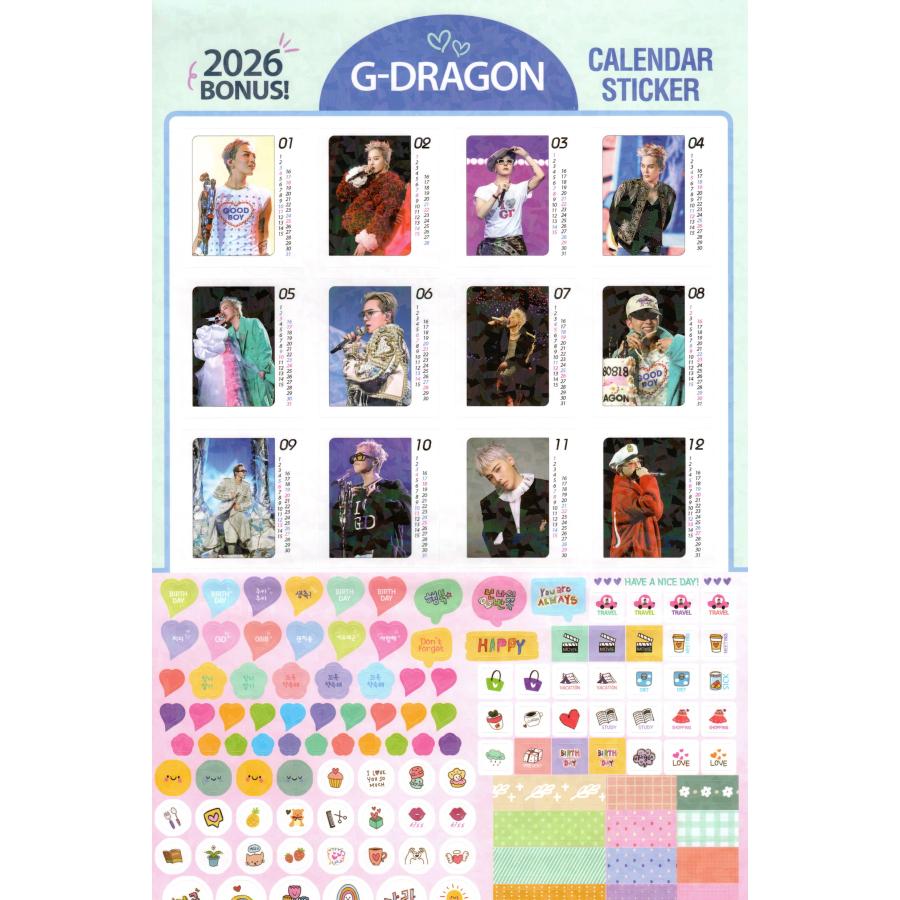G-DRAGON ジードラゴン グッズ 大判 壁掛け カレンダー 2026年 (令和8