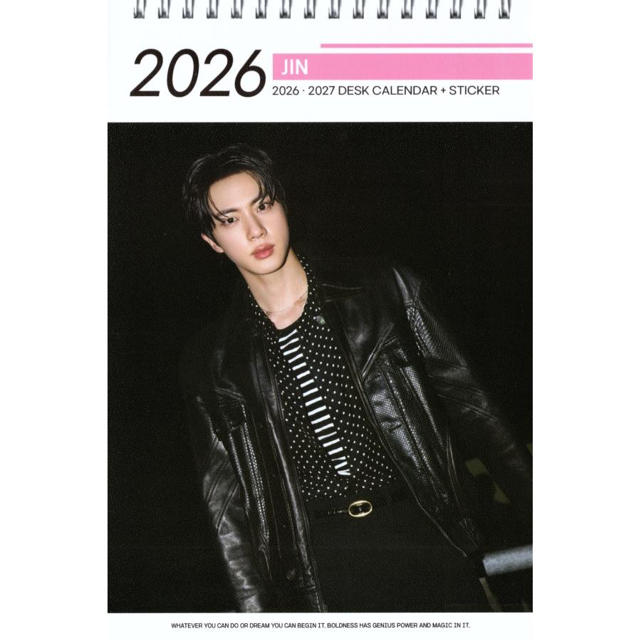 BTS JIN ジン グッズ 卓上 カレ ンダー (写真集) 2026 ~ 2027年 (2年分) + ステッカ ーシール [ 12点セット] | 