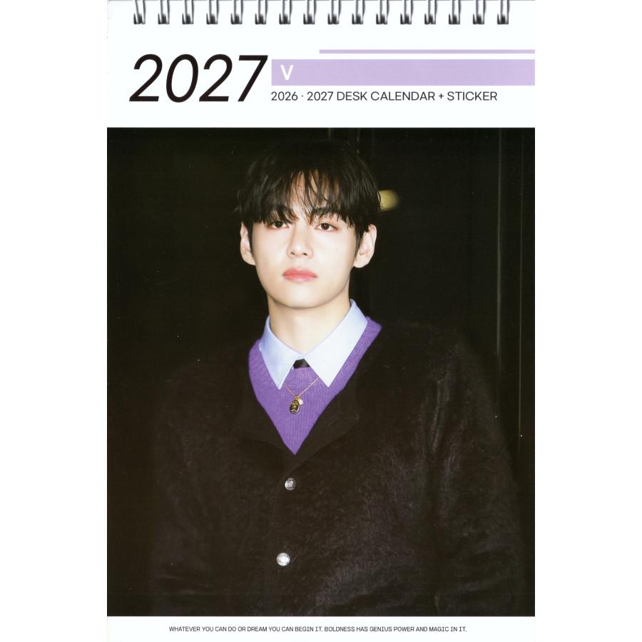BTS V テテ グッズ 卓上 カレンダー (写真集) 2026~2027年(2年分) + ステッカーシール 12点set |  | 01