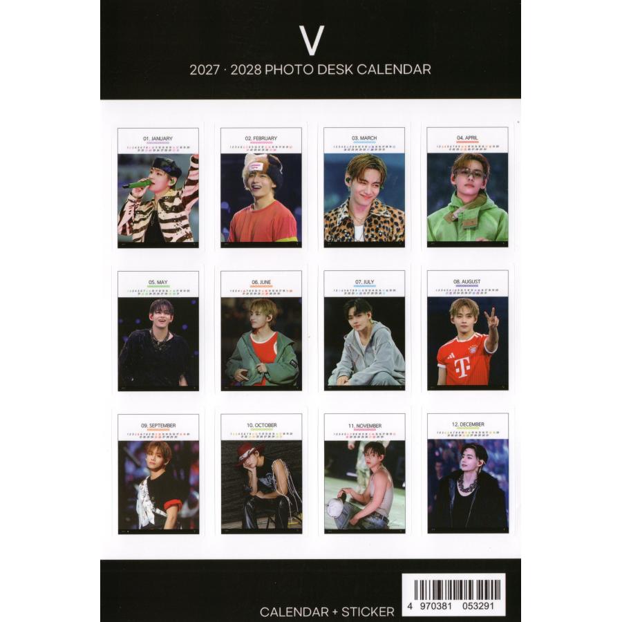 BTS V テテ グッズ 卓上 カレンダー (写真集) 2027~2028年(2年分) + ステッカーシール 12点set |  | 04