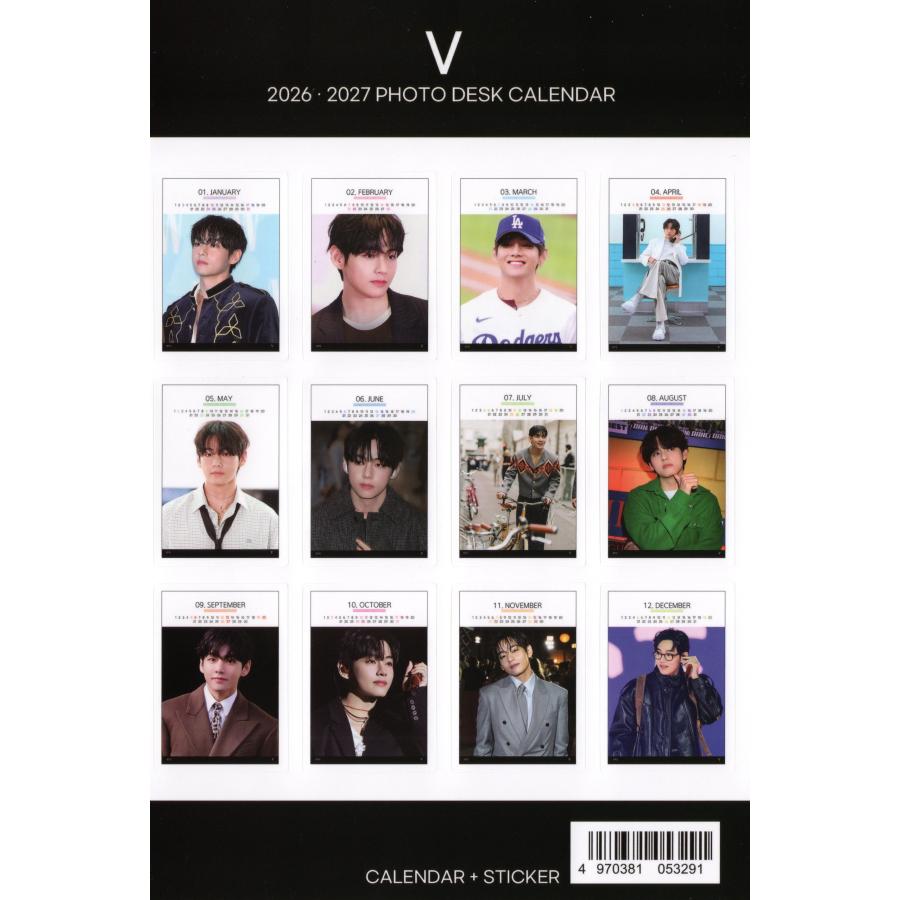 BTS V テテ グッズ 卓上 カレンダー (写真集) 2026~2027年(2年分) + ステッカーシール 12点set |  | 05
