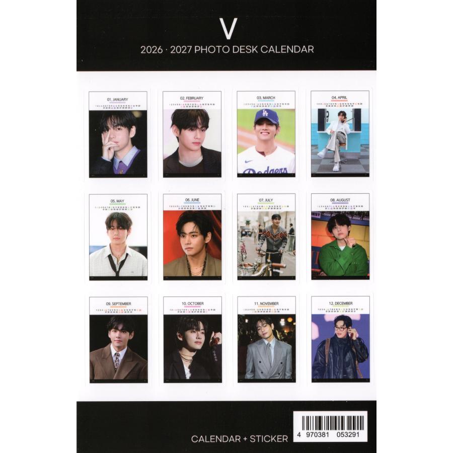 BTS V テテ グッズ 卓上 カレンダー (写真集) 2026~2027年(2年分) + ステッカーシール 12点セット |  | 06