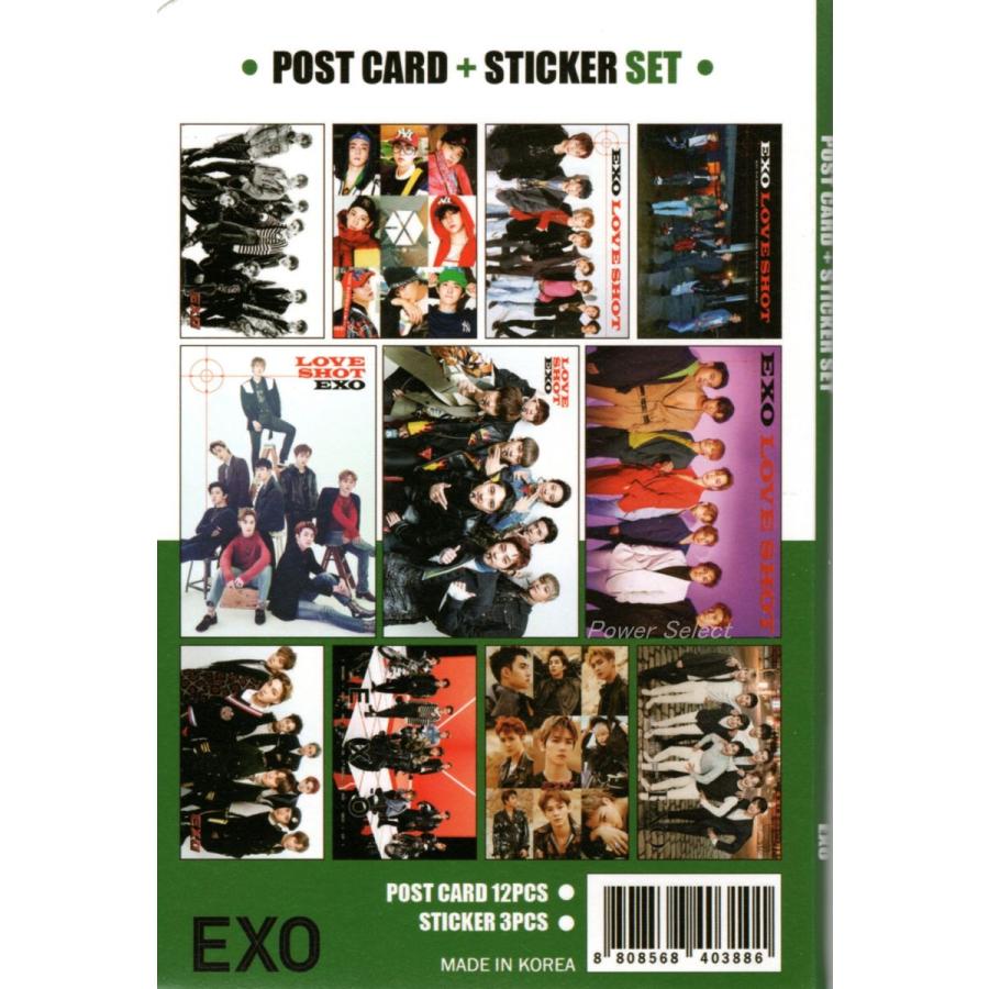 EXO エクソ グッズ ポストカード セット ( ポストカード 12枚 + ステッカー 3枚 ) 15点セット 新作写真 |  | 01