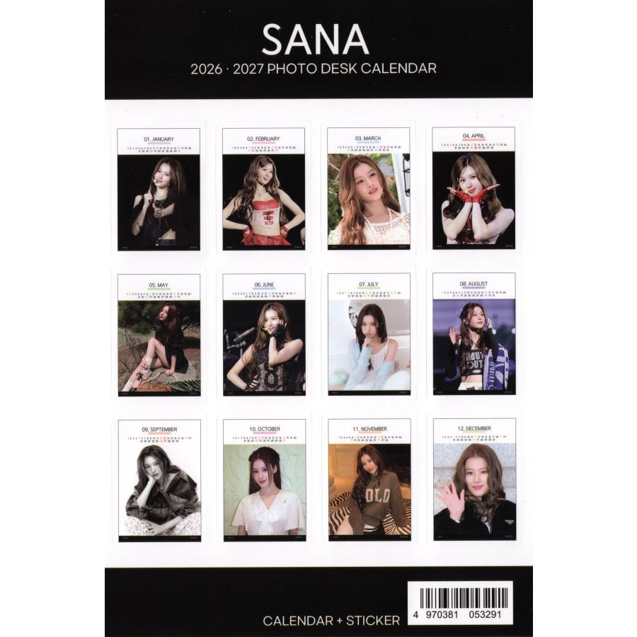 TWICE SANA サナ グッズ 卓上 カレンダー (写真集) 2026~2027年 (2年分) + ステッカーシール [12点セット] |  | 04