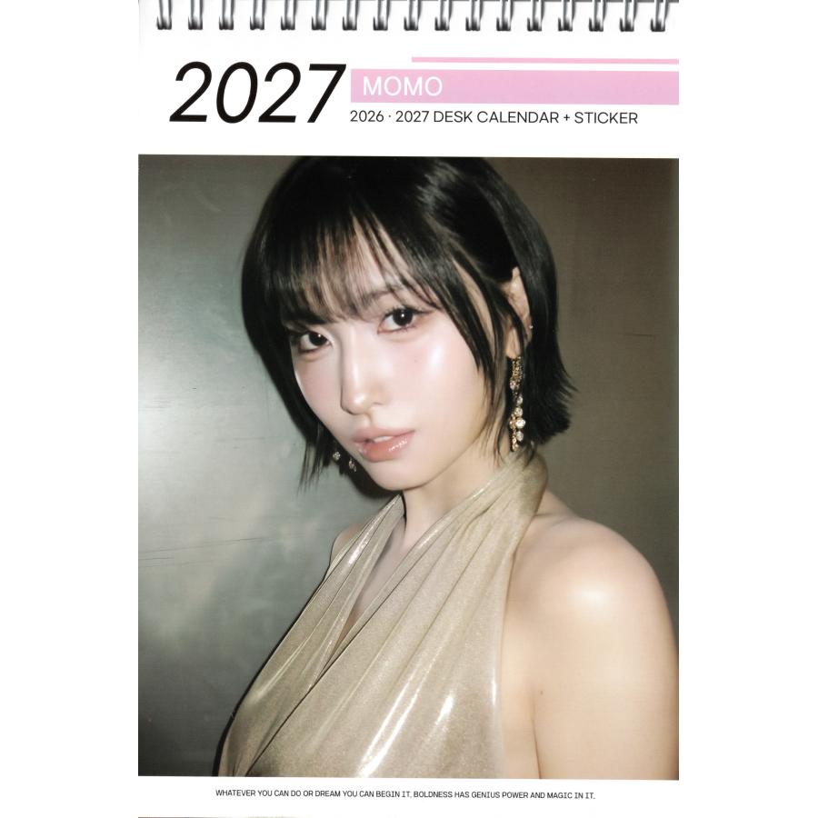 TWICE モモ MOMO グッズ 卓上 カレンダー (写真集) 2026 ~ 2027年 (2年分) + ステッカーシール [12点セット] |  | 01