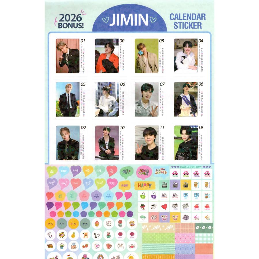 BTS ジミン グッズ 大判 壁掛け カレンダー 2026年 (令和8年) + カレンダー ステッカーセット K-POP 2 |  | 04