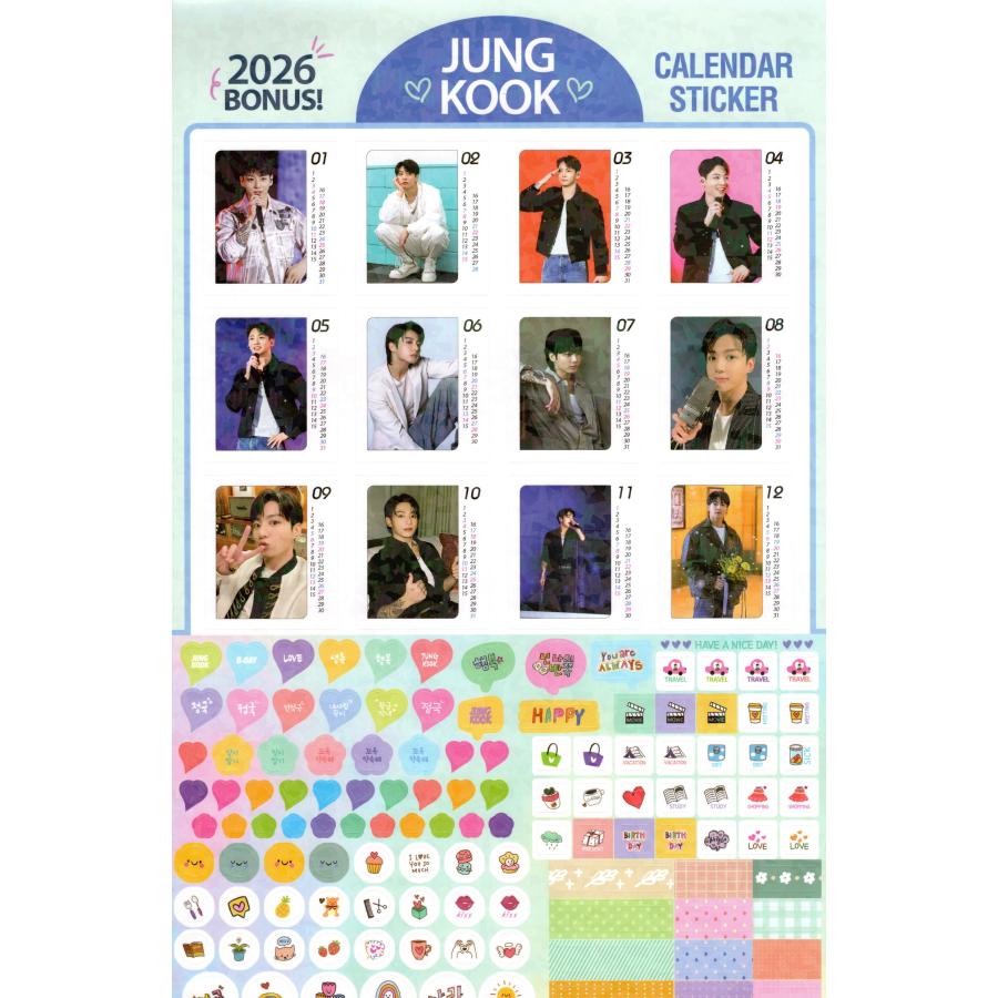 BTS ジョングク グッズ 大判 壁掛け カレンダー 2026年 (令和8年