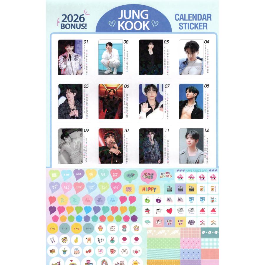 BTS ジョングク グッズ 大判 壁掛け カレンダー 2026年 (令和8年) +