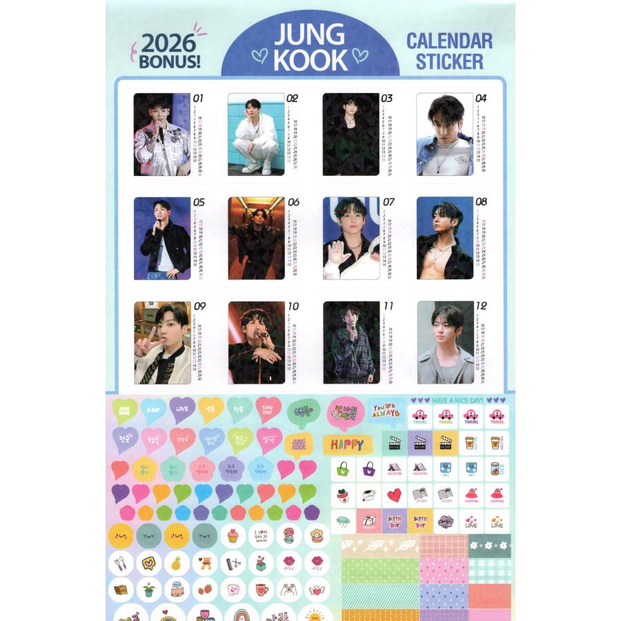 BTS ジョングク グッズ 大判 壁掛け カレンダー 2026年 (令和8年) +