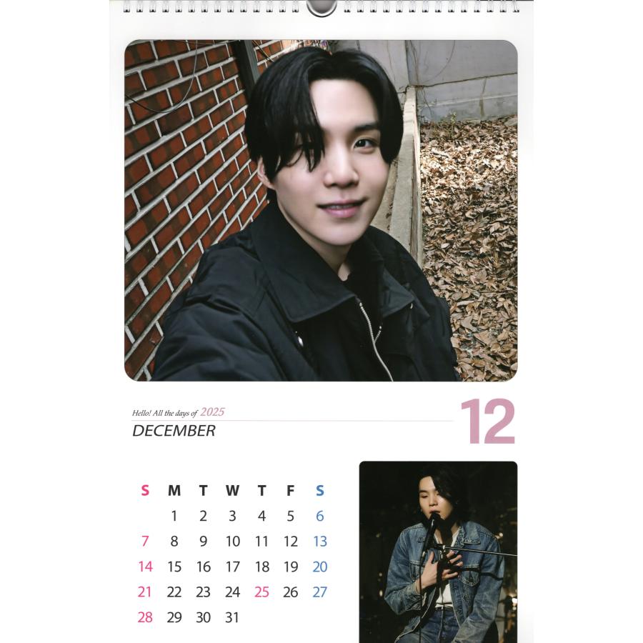 BTS SUGA シュガ グッズ 大判 壁掛け カレンダー 2025年 (令和7年) +