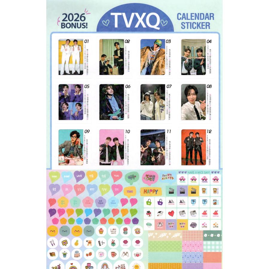 東方神起 チャンミン ユノ ユンホ 大判 壁掛け カレンダー 2026年 (令