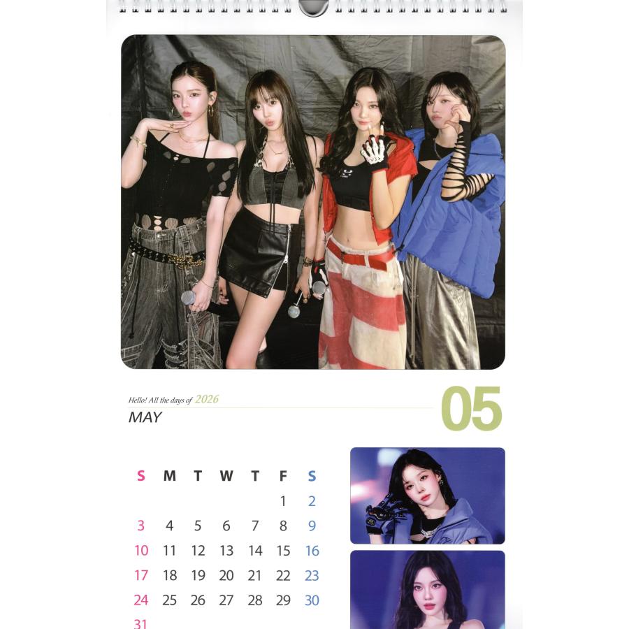 aespa エスパ グッズ 大判 壁掛け カレンダー 2026年 (令 和8年) + カレンダー ステッカーセット K-POP |  | 01