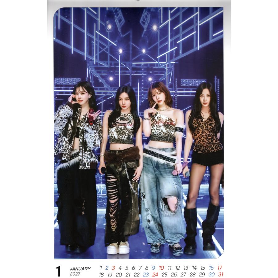 aespa エスパ グッズ 大判 壁掛け カレンダー 2026年 (令 和8年) + カレンダー ステッカーセット K-POP |  | 02