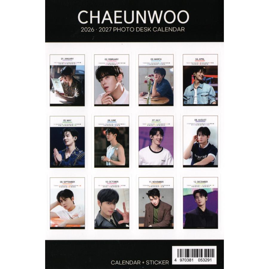チャウヌ グッズ 卓上 カレンダー 2026~2027年 (2年分) + ステッカー