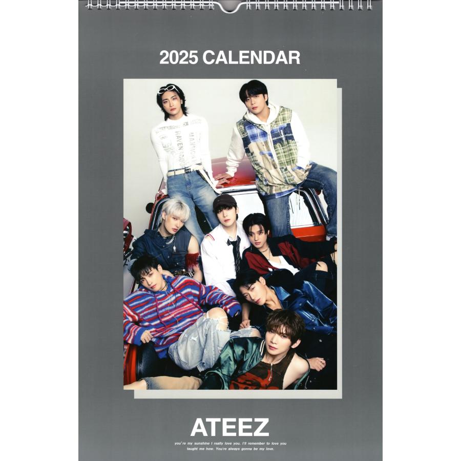 ATEEZ エーティーズ グッズ 大判 壁掛け カレンダー 2025年 (令和7年) + ステッカーセット K-POP | 