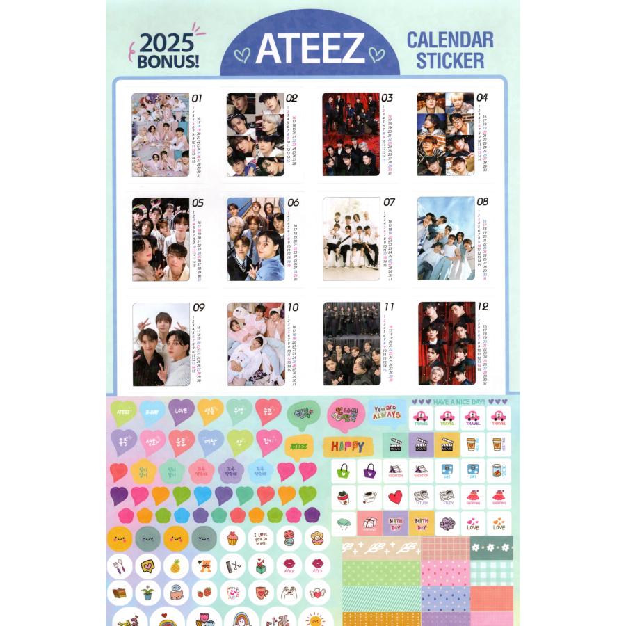 ATEEZ エーティーズ グッズ 大判 壁掛け カレンダー 2025年 (令和7年) + ステッカーセット K-POP |  | 04