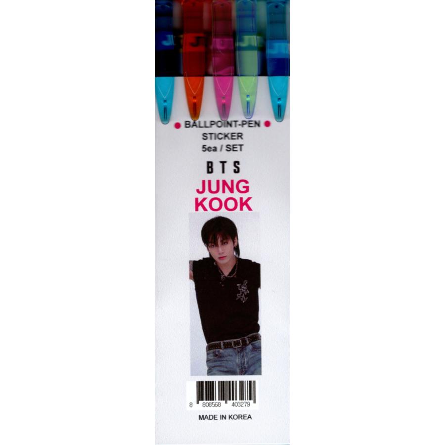 BTS ジョングク グッズ ボールペン 5本セット + ステッカー K-POP