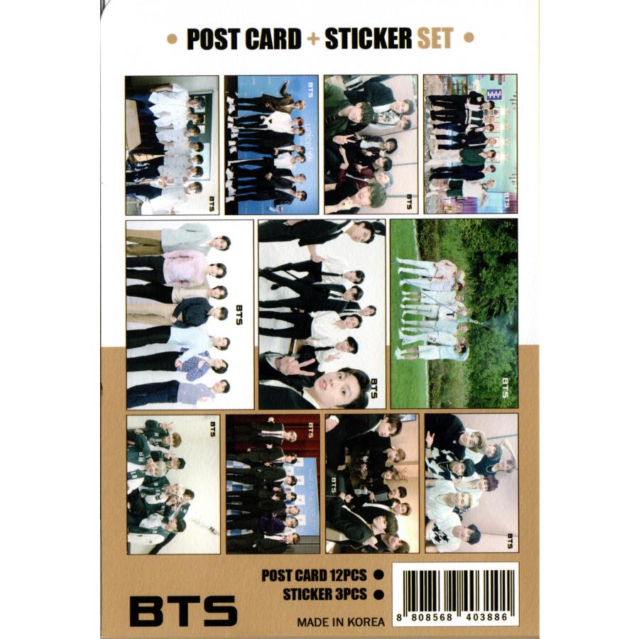 BTS グッズ ポストカード セット ( ポストカード 12枚 + ステッカー 3枚 ) 15点set |  | 01