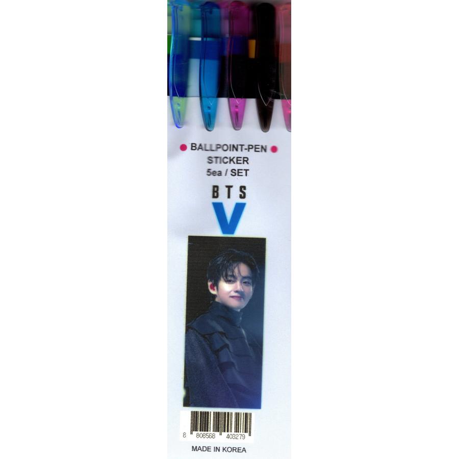 BTS V テテ グッズ ボールペン 5本セット + ステッカー : スター