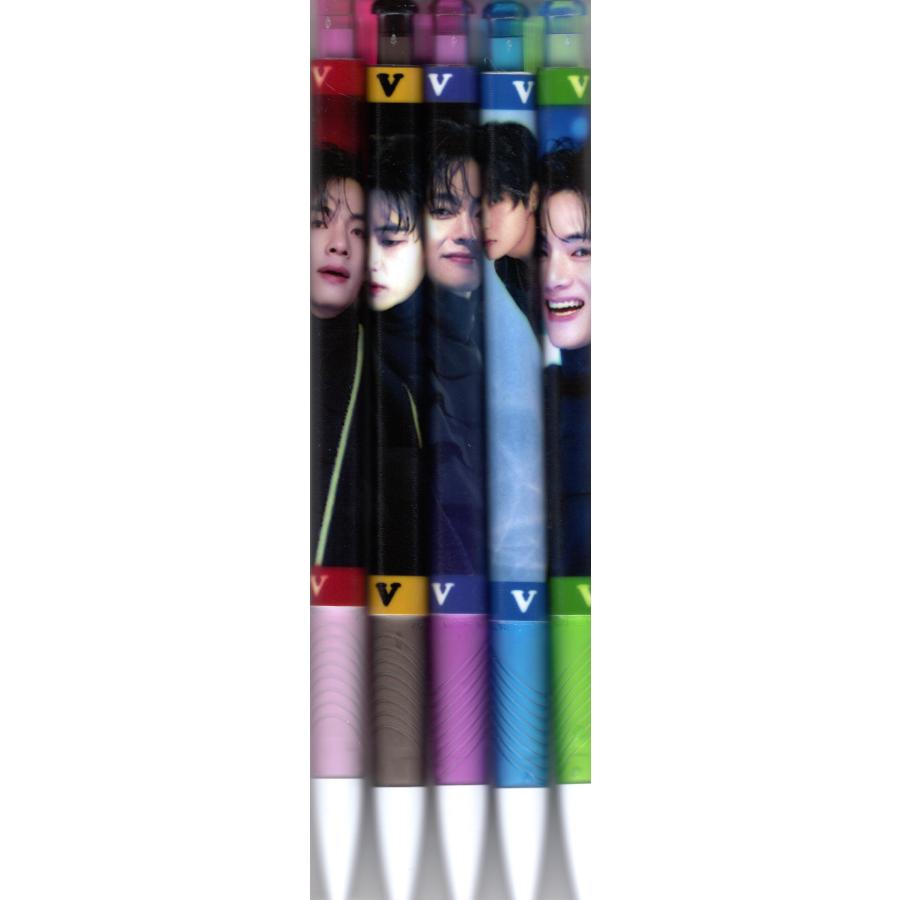 BTS V テテ グッズ ボールペン 5本セット + ステッカー : スター