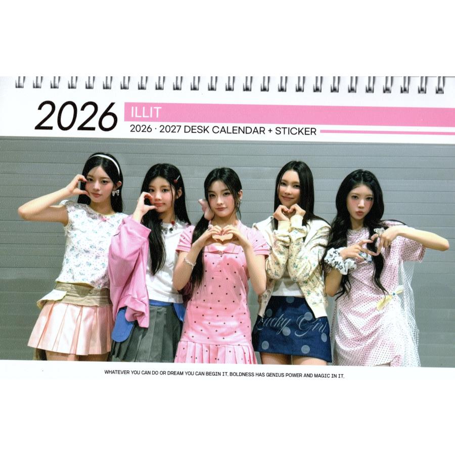 ILLIT アイリット グッズ 卓上 カレンダー  (写真集 カレンダー) 2026~2027年 (2年分) ステッカーシール [12点セット] K-POP | 