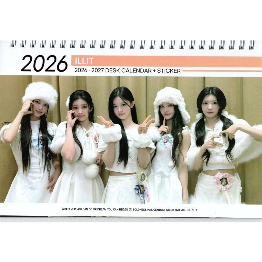 ILLIT アイリット グッズ 卓上 カレンダー 2026~2027年(2年分) ステッカーシール 12点Set | 
