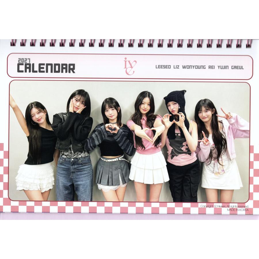 IVE アイヴ アイブ グッズ 卓上 カレンダー (写真集 カレンダー) 2026~2027年(2年分) + ステッカーセット [ピンク] |  | 01